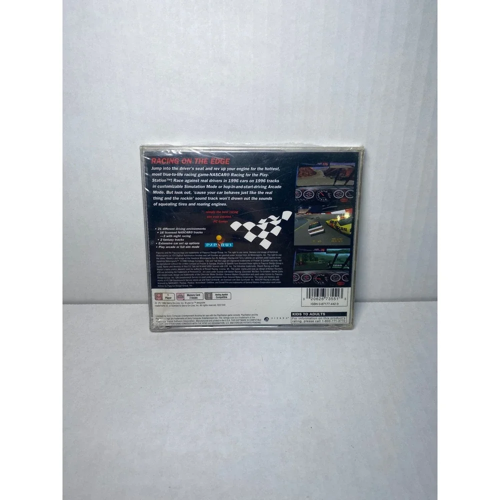 NASCAR Racing Sony PlayStation 1 PS1 1996 Factory Sealed New Vintage Video Game